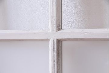 アンティーク建具  ペイント  すりガラス　爽やかなホワイトカラーのガラス戸1枚(引き戸)(R-038154)