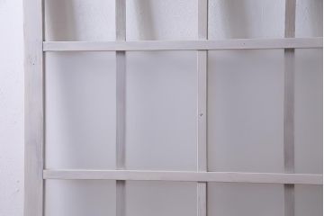 アンティーク建具  ペイント  すりガラス　爽やかなホワイトカラーのガラス戸1枚(引き戸)(R-038154)