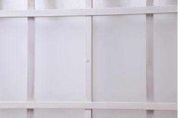 アンティーク建具  ペイント  すりガラス　爽やかなホワイトカラーのガラス戸1枚(引き戸)(R-038154)