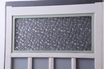 アンティーク建具　ペイント　すりガラス　フレンチナチュラルにもぴったりなガラス戸2枚セット(引き戸)(R-038155)
