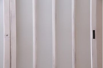 アンティーク建具　ペイント　すりガラス　フレンチナチュラルにもぴったりなガラス戸2枚セット(引き戸)(R-038155)