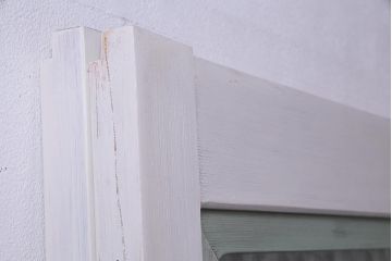 アンティーク建具　ペイント　すりガラス　フレンチナチュラルにもぴったりなガラス戸2枚セット(引き戸)(R-038155)