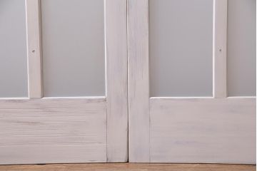 アンティーク建具　ペイント　すりガラス　フレンチナチュラルにもぴったりなガラス戸2枚セット(引き戸)(R-038155)