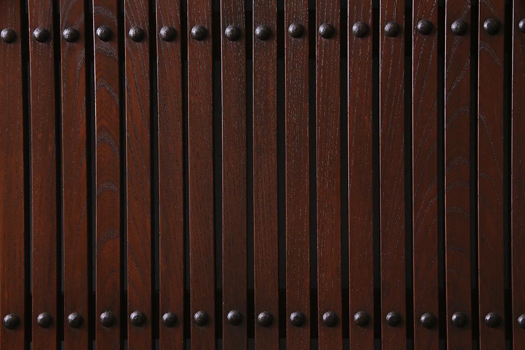 和製アンティーク　明治大正期　総ケヤキ材　重厚かつ上品な佇まいの松本蔵戸(建具、引き戸、玄関戸)(R-038156)