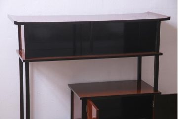 中古　国産　蒔絵　深みのある色味が上品な漆塗りの茶棚(定価75万円)(飾り棚、収納棚)(R-038158)