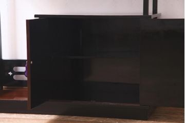 中古　国産　蒔絵　深みのある色味が上品な漆塗りの茶棚(定価75万円)(飾り棚、収納棚)(R-038158)