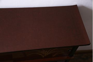 中古　国産　蒔絵　深みのある色味が上品な漆塗りの茶棚(定価75万円)(飾り棚、収納棚)(R-038158)
