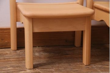中古　飛騨産業　キツツキ　KF201B　ビーチ材　キッズスタッキングチェア2脚セット(子供椅子)(R-038161)