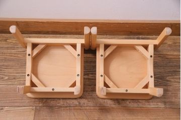 中古　飛騨産業　キツツキ　KF202B　ビーチ材　キッズスタッキングチェア2脚セット(子供椅子)(R-038163)