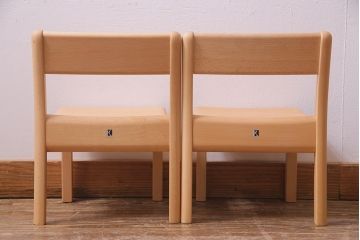 中古　飛騨産業　キツツキ　KF202B　ビーチ材　キッズスタッキングチェア2脚セット(子供椅子)(R-038163)