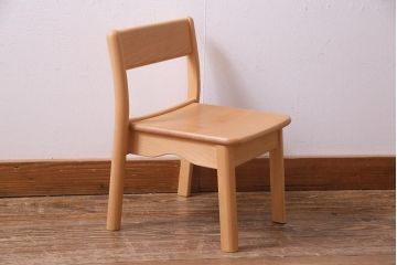 中古　飛騨産業　キツツキ　KF203B　ビーチ材　キッズスタッキングチェア(子供椅子)(R-038169)