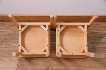 中古　飛騨産業　キツツキ　KF204B　ビーチ材　キッズスタッキングチェア2脚セット(子供椅子、キッズチェア)(R-038170)