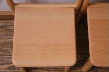 中古　飛騨産業　キツツキ　KF205B　ビーチ材　キッズスタッキングチェア2脚セット(子供椅子、キッズチェア)(R-038174)
