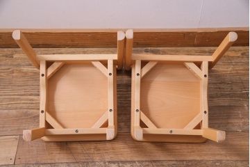 中古　飛騨産業　キツツキ　KF205B　ビーチ材　キッズスタッキングチェア2脚セット(子供椅子、キッズチェア)(R-038174)