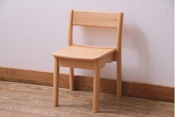 中古　飛騨産業　キツツキ　KF205B　ビーチ材　キッズスタッキングチェア(子供椅子、キッズチェア)(R-038175)