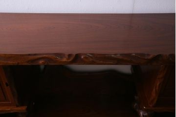 中古　特大　総欅(ケヤキ)玉杢　漆塗り　威風堂々とした佇まいが魅力の飾り棚(茶棚)(定価約350万円)(R-038176)