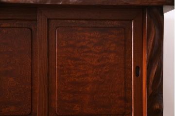中古　特大　総欅(ケヤキ)玉杢　漆塗り　威風堂々とした佇まいが魅力の飾り棚(茶棚)(定価約350万円)(R-038176)
