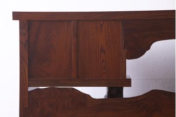 中古　特大　総欅(ケヤキ)玉杢　漆塗り　威風堂々とした佇まいが魅力の飾り棚(茶棚)(定価約350万円)(R-038176)