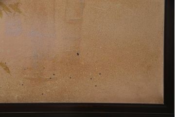 アンティーク家具　黒檀(コクタン)材　漆塗り　透かし彫りが目を引く衝立(パーテーション、仕切り)(R-038177)