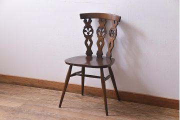 ヴィンテージ家具　イギリスビンテージ　ERCOL(アーコール)　上品な佇まいのシスルバックチェア(ダイニングチェア、椅子)(R-038180)