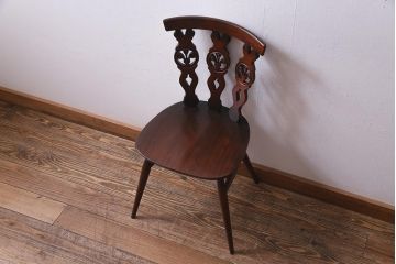 ヴィンテージ家具　イギリスビンテージ　ERCOL(アーコール)　上品な佇まいのシスルバックチェア(ダイニングチェア、椅子)(R-038181)