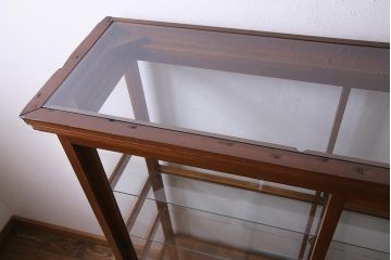 レトロ家具　昭和初期　ヒノキ材　柔らかな木の風合いが魅力のガラスケース(ショーケース、陳列棚)(R-038186)