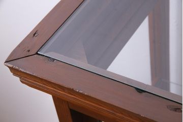 レトロ家具　昭和初期　ヒノキ材　柔らかな木の風合いが魅力のガラスケース(ショーケース、陳列棚)(R-038186)