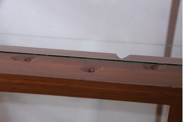 レトロ家具　昭和初期　ヒノキ材　柔らかな木の風合いが魅力のガラスケース(ショーケース、陳列棚)(R-038186)