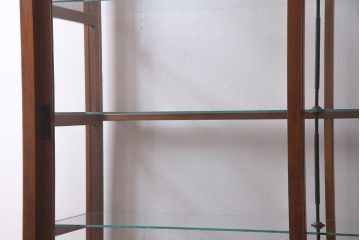 レトロ家具　昭和初期　ヒノキ材　柔らかな木の風合いが魅力のガラスケース(ショーケース、陳列棚)(R-038186)