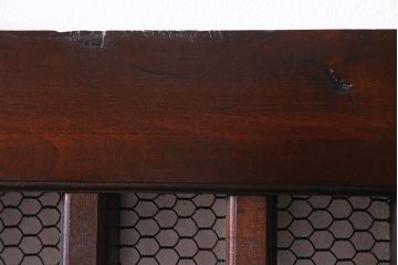 アンティーク建具　明治大正期　亀甲金網　細かなマス目が目を惹く珍しいサイズの格子蔵戸(きつね格子、狐格子、建具、引き戸、玄関戸)(R-038187)