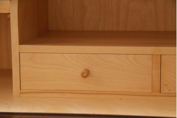 中古　リメイク　北海道民芸家具　モールガラスが入ったローボード(テレビ台、収納棚、サイドボード)(R-038188)