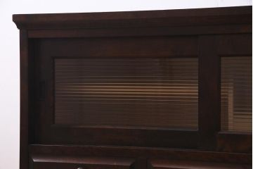 中古　リメイク　北海道民芸家具　モールガラスが入ったローボード(テレビ台、収納棚、サイドボード)(R-038188)