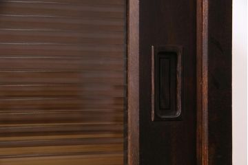 中古　リメイク　北海道民芸家具　モールガラスが入ったローボード(テレビ台、収納棚、サイドボード)(R-038188)