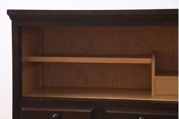 中古　リメイク　北海道民芸家具　モールガラスが入ったローボード(テレビ台、収納棚、サイドボード)(R-038188)