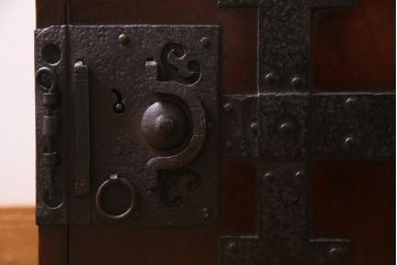 アンティーク家具　古民具・骨董　三方ケヤキ材　江戸明治期　味わい深い佇まいの船箪笥(舟箪笥、掛硯型、懸硯型、小引き出し)