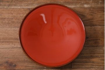 アンティーク雑貨　和製アンティーク　総ケヤキ材　漆塗りが美しい菓子入れ(菓子器)(R-038193)