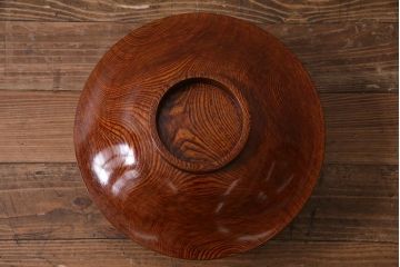 アンティーク雑貨　和製アンティーク　総ケヤキ材　漆塗りが美しい菓子入れ(菓子器)(R-038193)