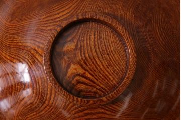 アンティーク雑貨　和製アンティーク　総ケヤキ材　漆塗りが美しい菓子入れ(菓子器)(R-038193)