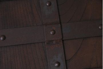 アンティーク雑貨　民芸家具　総ケヤキ材　重厚な雰囲気が魅力的な収納箱(銭箱、千両箱)(R-038197)