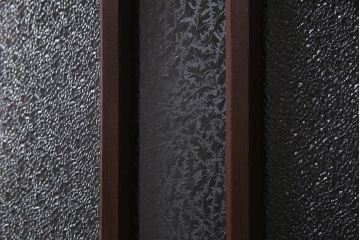 アンティーク建具　和製アンティーク　ダイヤ・結霜ガラス　レトロなガラス入りの格子戸2枚セット(ガラス帯戸、引き戸、建具)(R-038198)