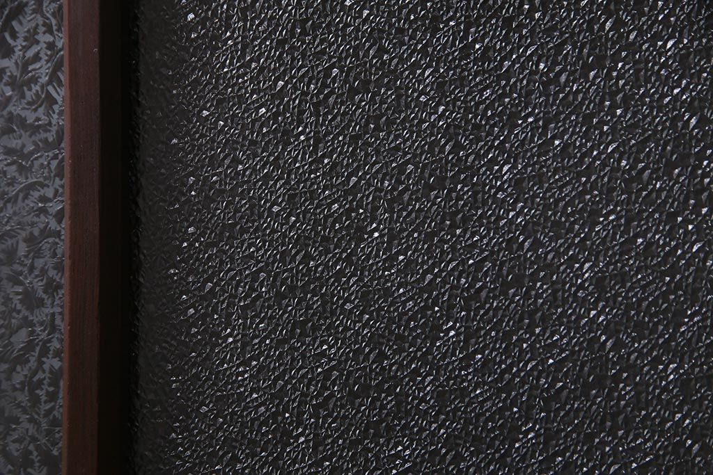 アンティーク建具　和製アンティーク　ダイヤ・結霜ガラス　レトロなガラス入りの格子戸2枚セット(ガラス帯戸、引き戸、建具)(R-038198)