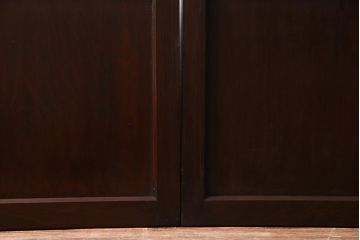 アンティーク建具　和製アンティーク　ダイヤ・結霜ガラス　レトロなガラス入りの格子戸2枚セット(ガラス帯戸、引き戸、建具)(R-038198)