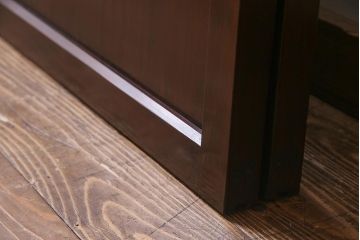 アンティーク建具　和製アンティーク　ダイヤ・結霜ガラス　レトロなガラス入りの格子戸2枚セット(ガラス帯戸、引き戸、建具)(R-038198)