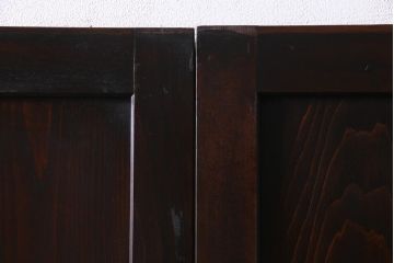 アンティーク建具　和製アンティーク　すりガラス入り　凛とした雰囲気が魅力的な格子帯戸4枚セット(板戸、引き戸、建具)(R-038200)