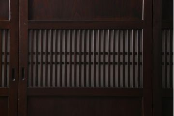 アンティーク建具　和製アンティーク　すりガラス入り　凛とした雰囲気が魅力的な格子帯戸4枚セット(板戸、引き戸、建具)(R-038200)