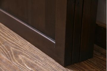 アンティーク建具　和製アンティーク　すりガラス入り　凛とした雰囲気が魅力的な格子帯戸4枚セット(板戸、引き戸、建具)(R-038200)