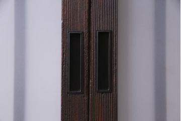 アンティーク建具　和製アンティーク すりガラス　モダンな雰囲気が魅力的なガラス格子戸2枚セット(引き戸、建具)(R-038201)