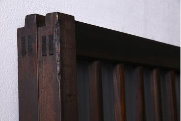 アンティーク建具　和製アンティーク すりガラス　モダンな雰囲気が魅力的なガラス格子戸2枚セット(引き戸、建具)(R-038201)