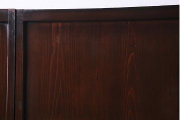 アンティーク建具　和製アンティーク　漆塗り　上質な和の空間を演出する格子帯戸4枚セット(引き戸、建具)(R-038203)