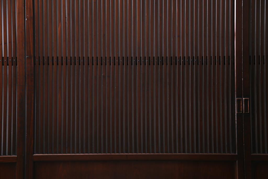 アンティーク建具　和製アンティーク　漆塗り　上質な和の空間を演出する格子帯戸4枚セット(引き戸、建具)(R-038203)